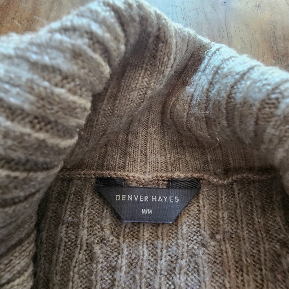 Denver hayes cable knit split Cowl-Neck oatmeal sweater, size M - Picture 5 of 9